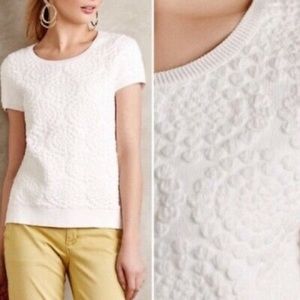 Anthropologie Flower Textured Sweater